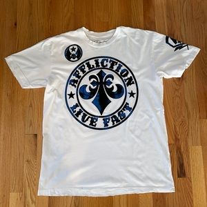 Affliction white short sleeve shirt, Men’s size XL